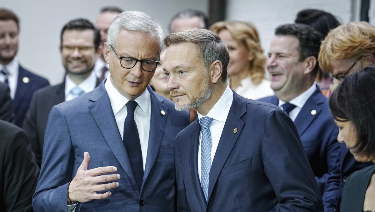 Les ministres français et allemand de l'Economie, Bruno Le Maire et Christian Lindner, le 10 octobre 2023.

